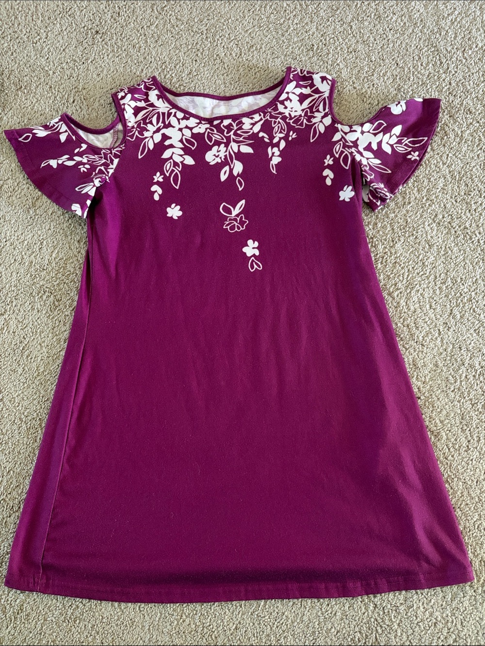 Women’s Cold-Shoulder Floral Tunic Top - Berry